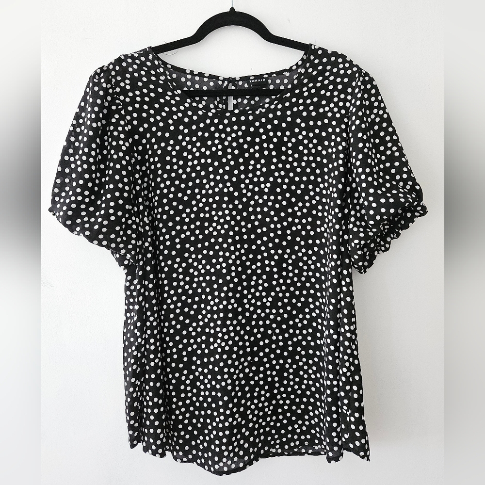 Torrid Black and White Polka Dot Blouse